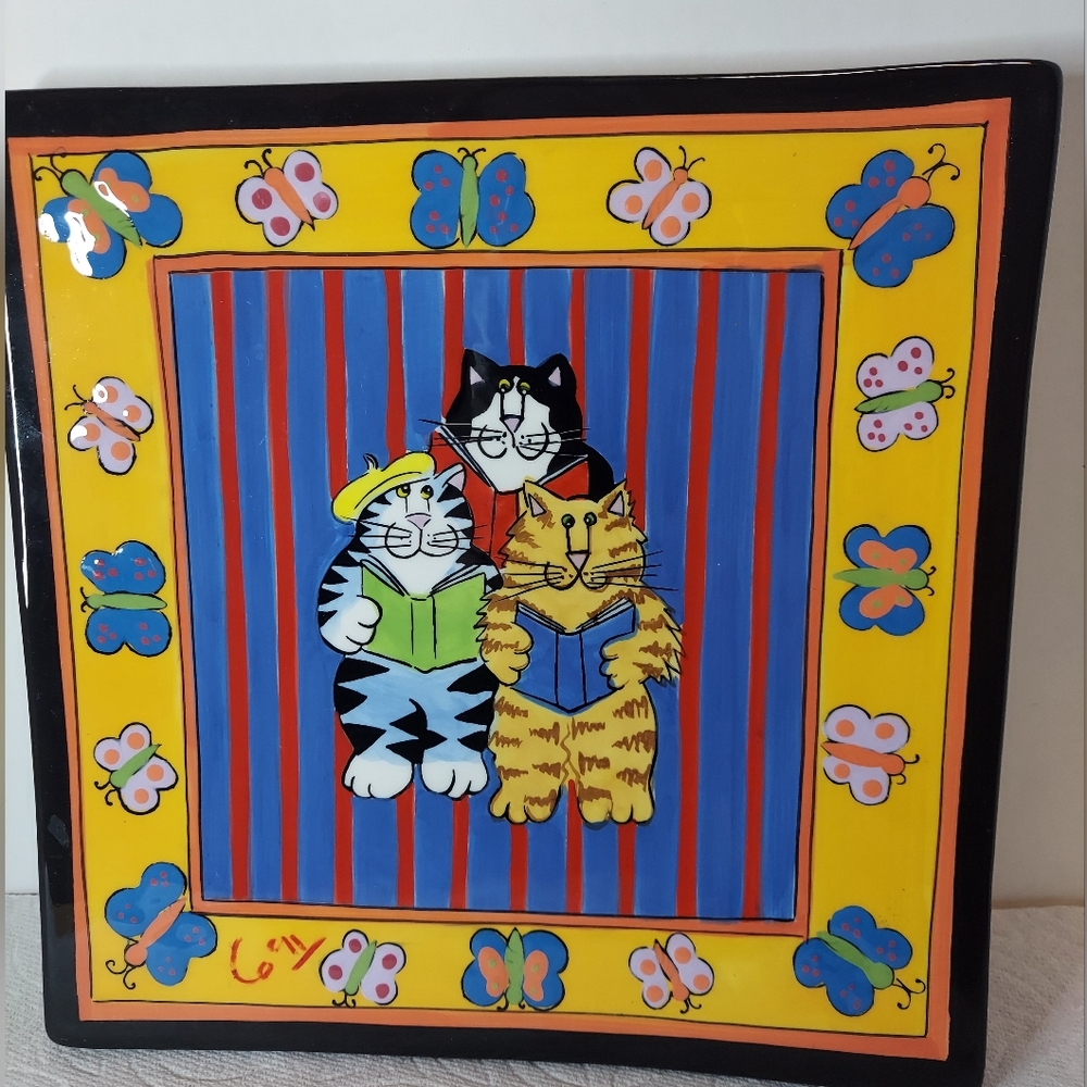 Candace Reiter Catzilla Hanging Wall Decor Plate Size 9.5"×9.5"